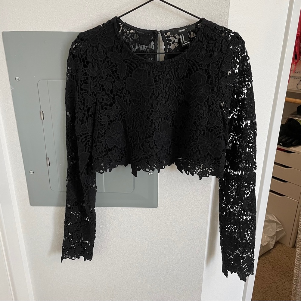 Forever 21 Black Lace Crop Top